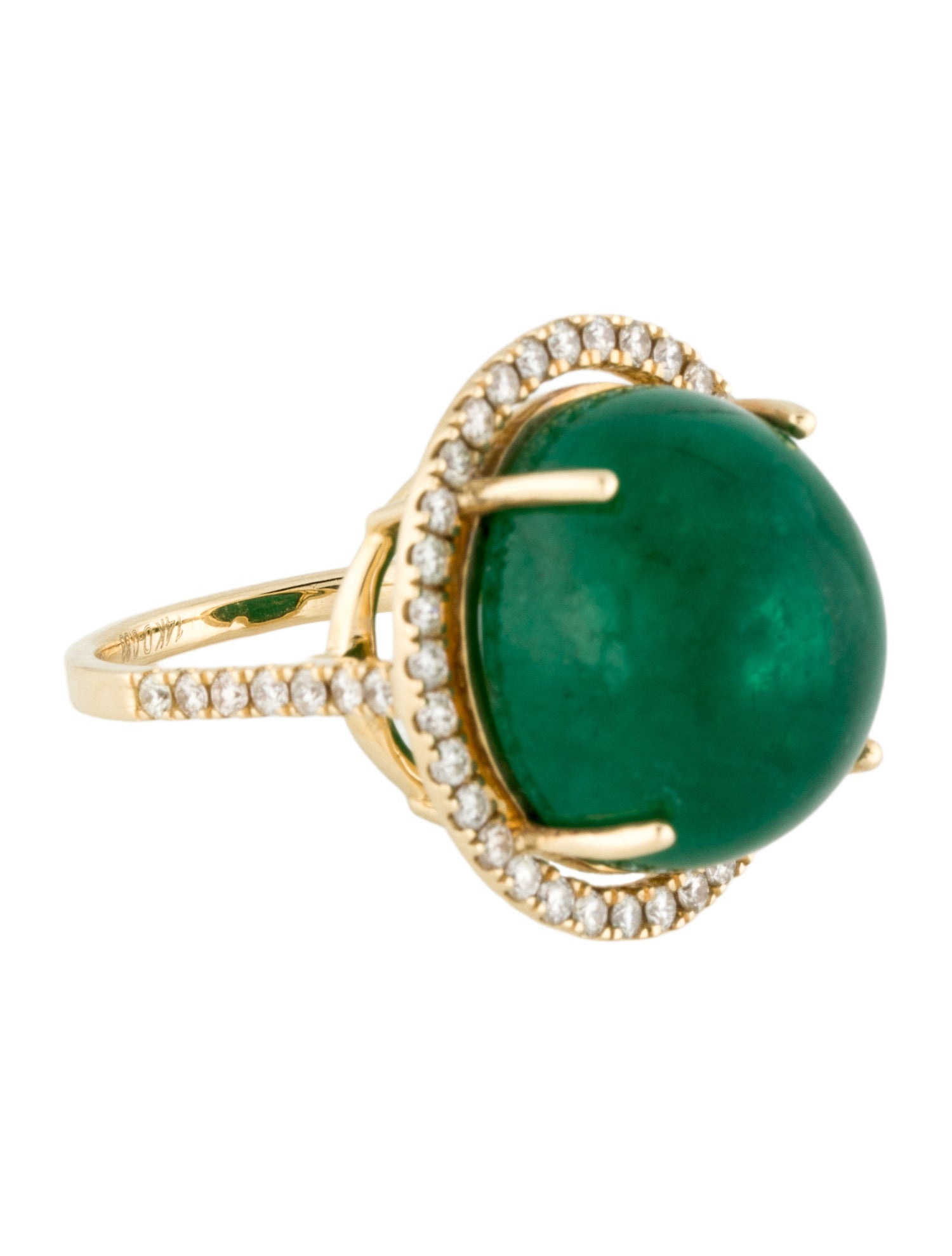 Ring 14K 22.50ct Emerald & Diamond Cocktail Ring