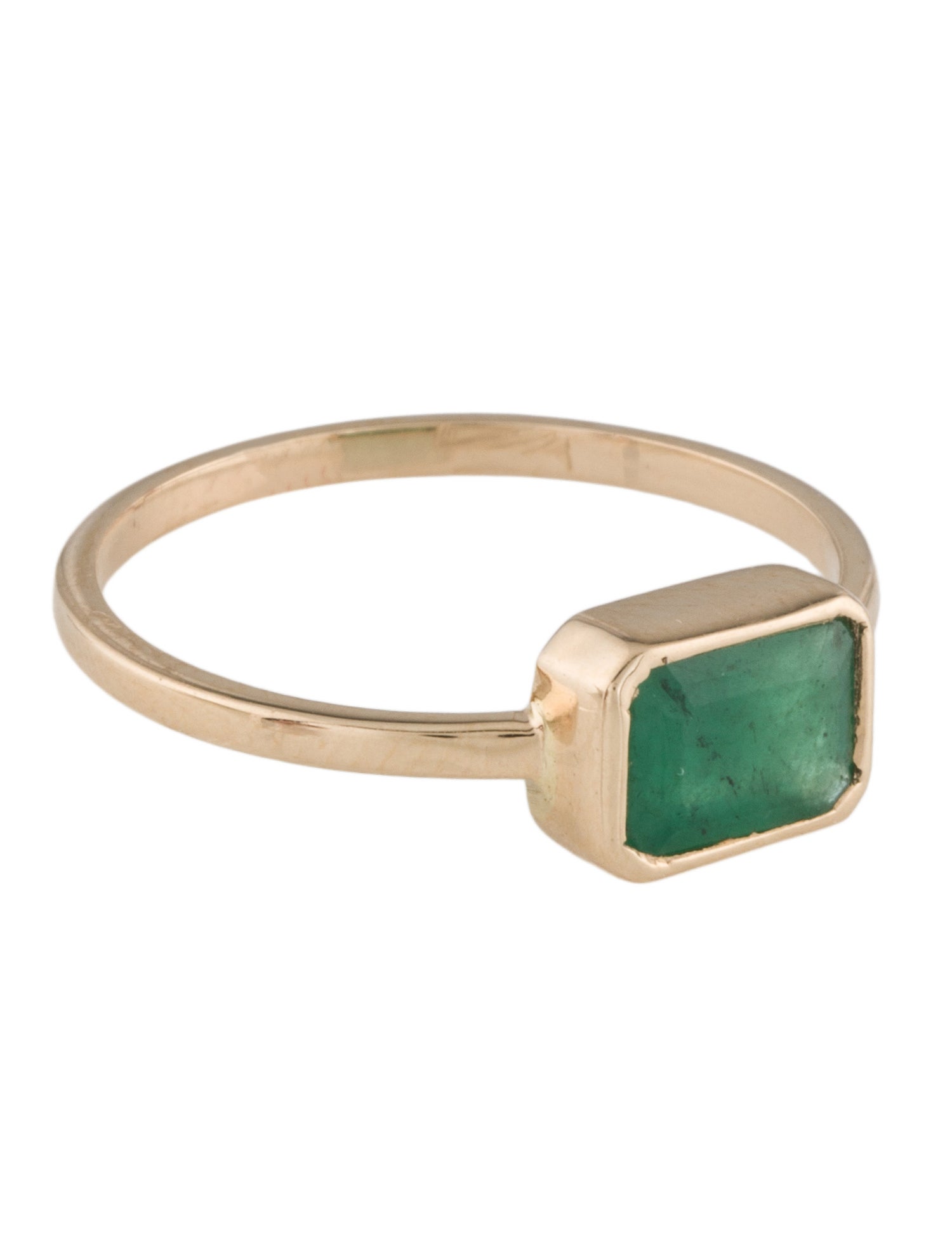 Ring 14K Emerald Solitaire Cocktail Ring