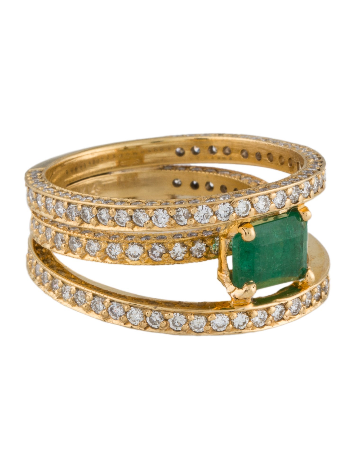 Ring 14K Emerald & Diamond Cocktail Ring