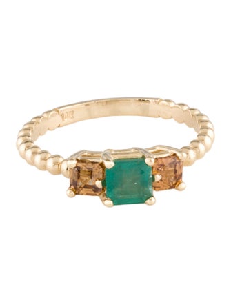 Ring 14K Emerald & Zircon Cocktail Ring