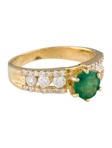 Ring Cocktail 18K Emerald & Diamond 6.5