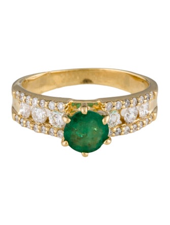 Ring 18K Emerald & Diamond Cocktail Ring
