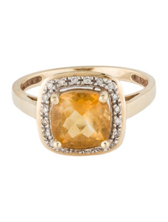 Ring 14K 2.07ct Citrine & Diamond Cocktail Ring