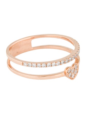 Ring 14K Diamond Double Row Heart Band