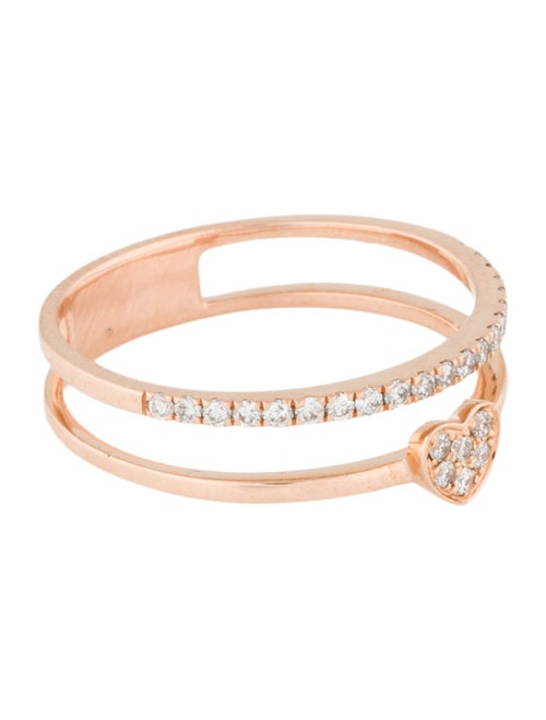 Ring 14K Diamond Double Row Heart Band