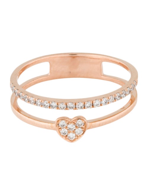 Ring 14K Diamond Double Row Heart Band