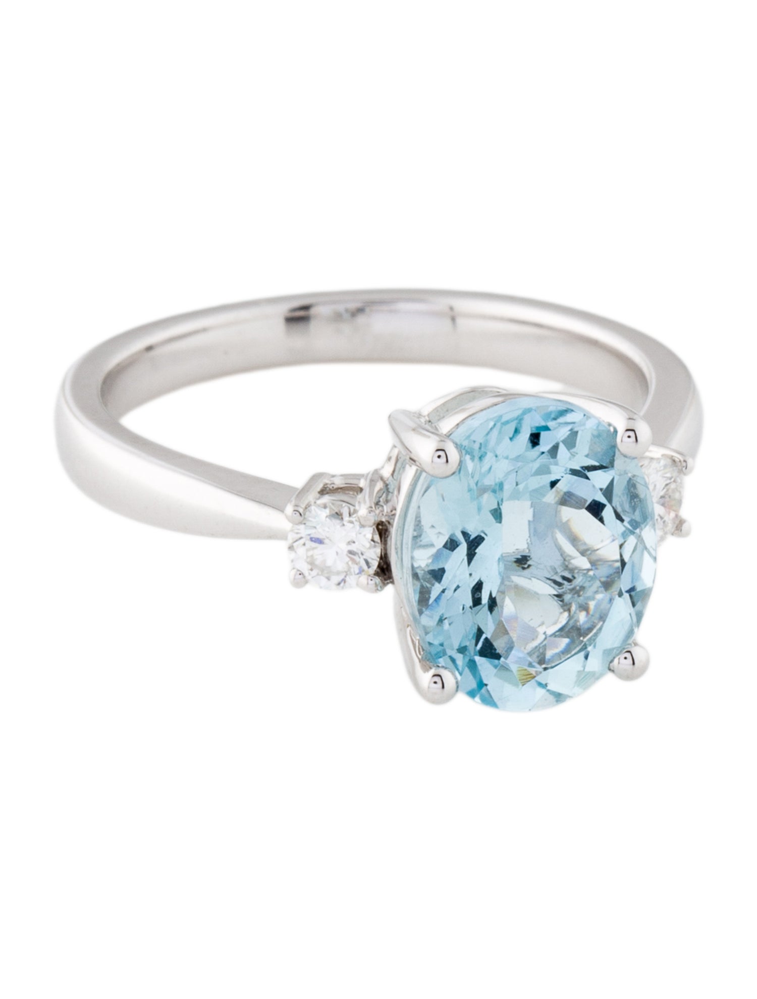 Ring 14K 2.87ct Aquamarine & Diamond Cocktail Ring