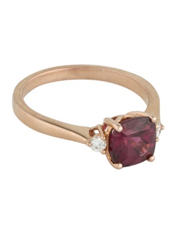Ring Cocktail 14K Rhodolite & Diamond 6.75