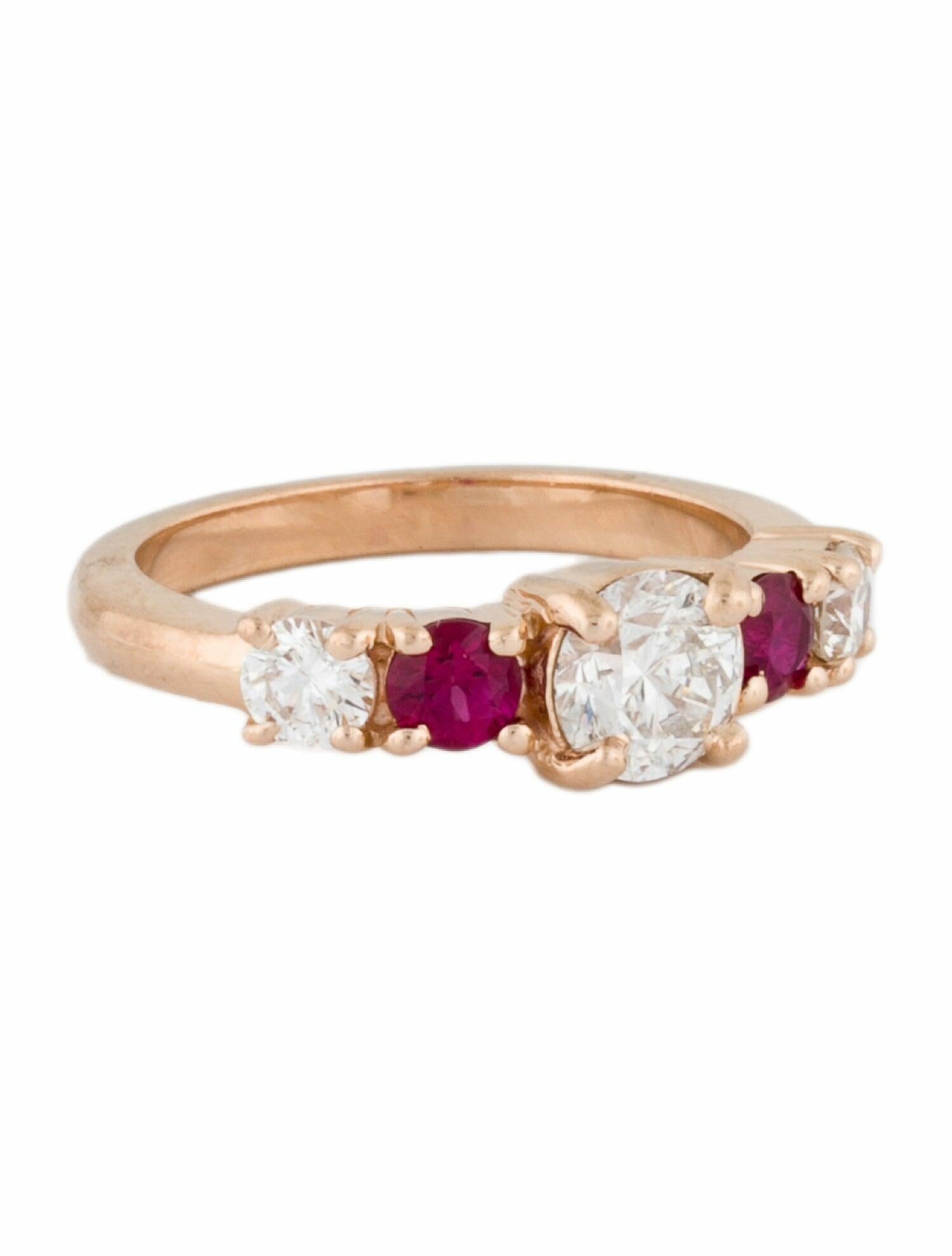 Ring 14K Diamond & Ruby Five-Stone