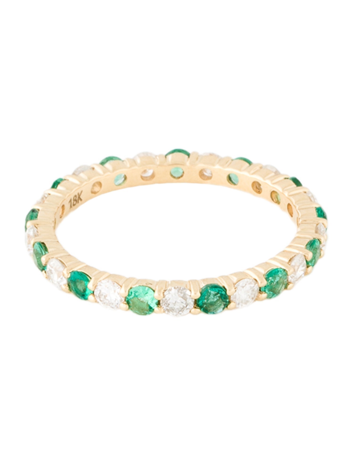 Ring 18K Emerald & Diamond Eternity Band