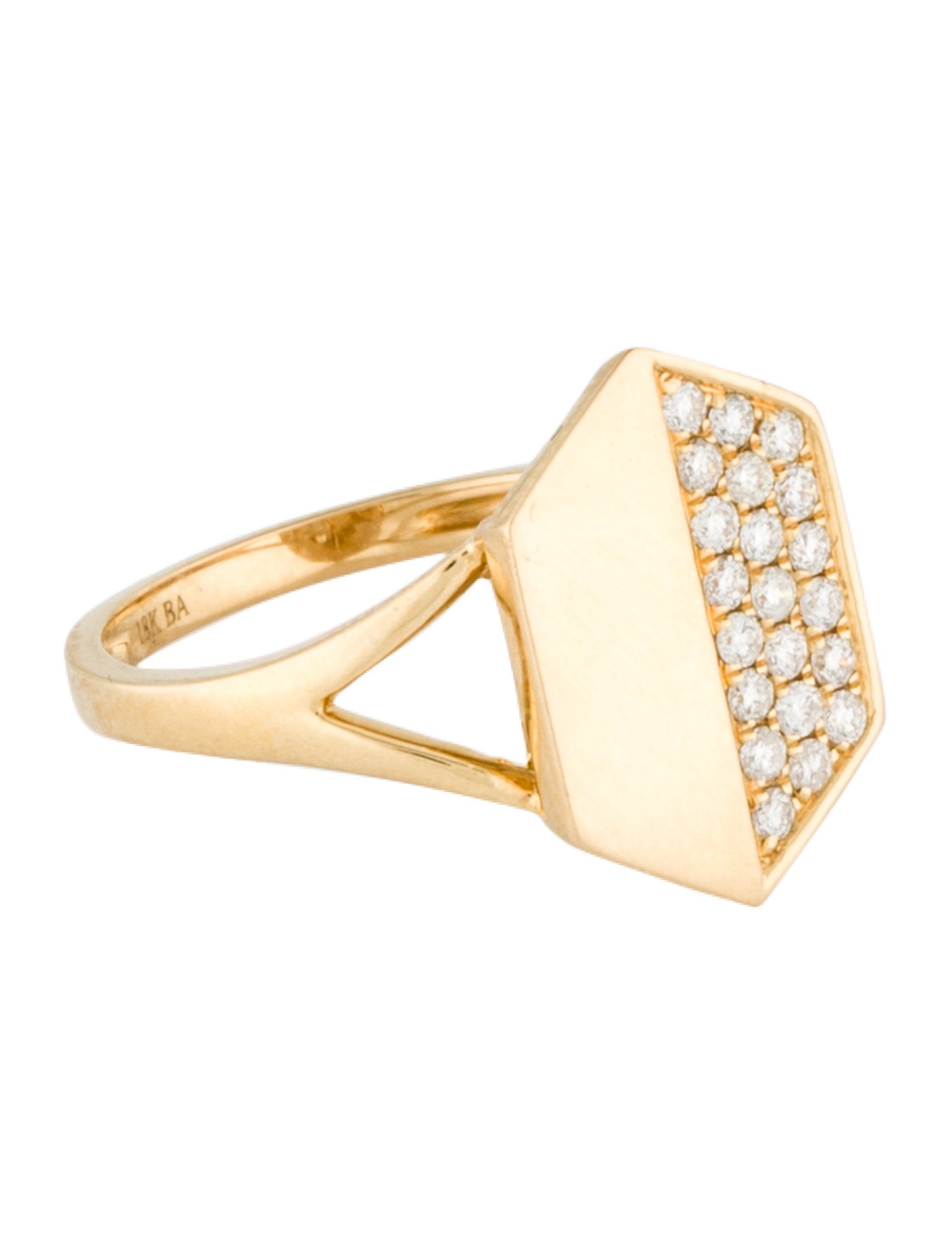 Ring 18K Diamond Hexagon Cocktail Ring