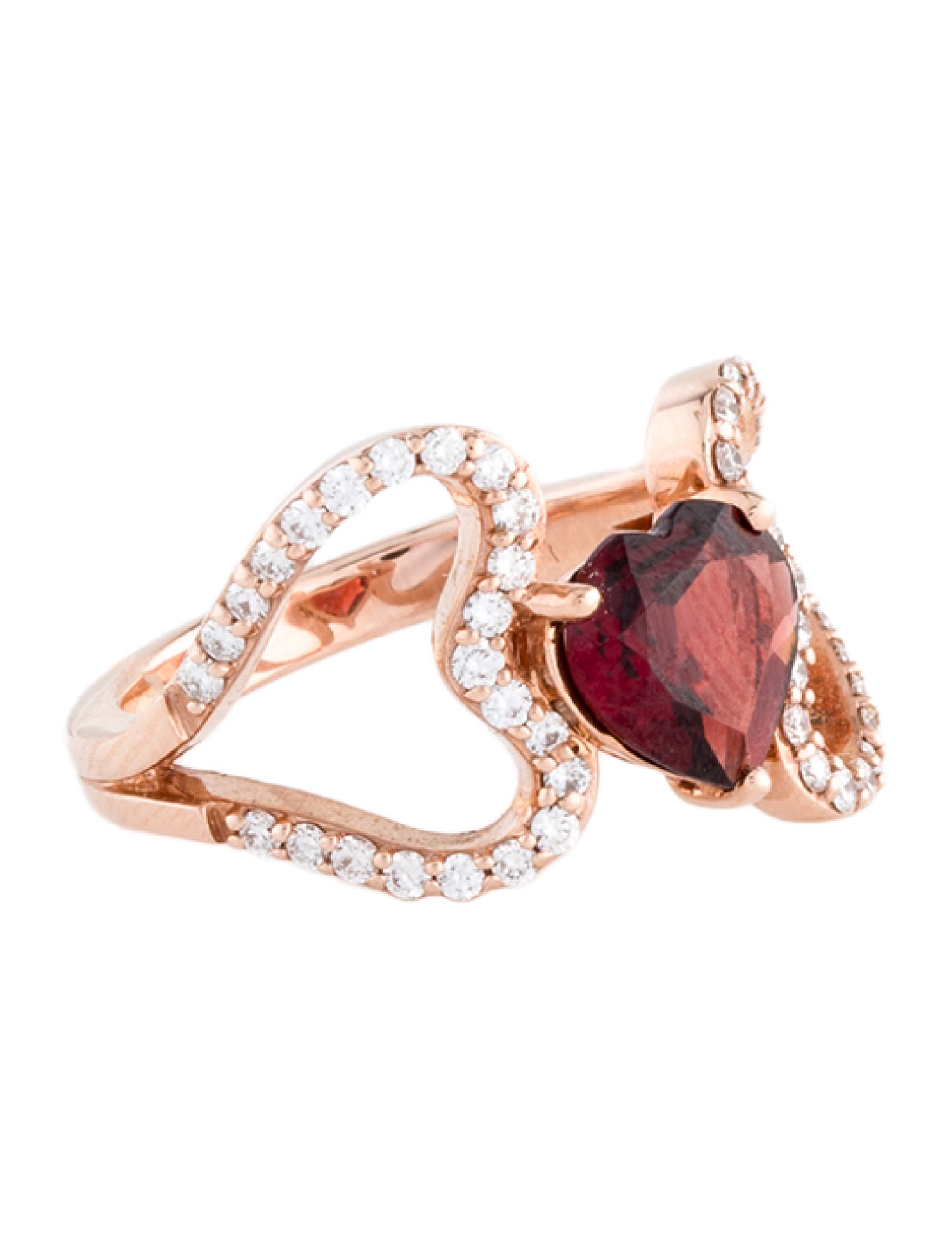 Ring 14K Garnet & Lab-Grown Diamond Cocktail Ring