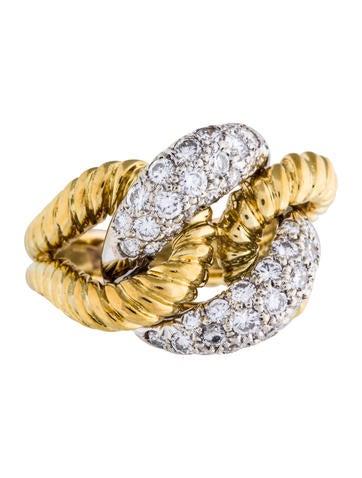 18K Pavé Diamond Twist Rope Cocktail Ring