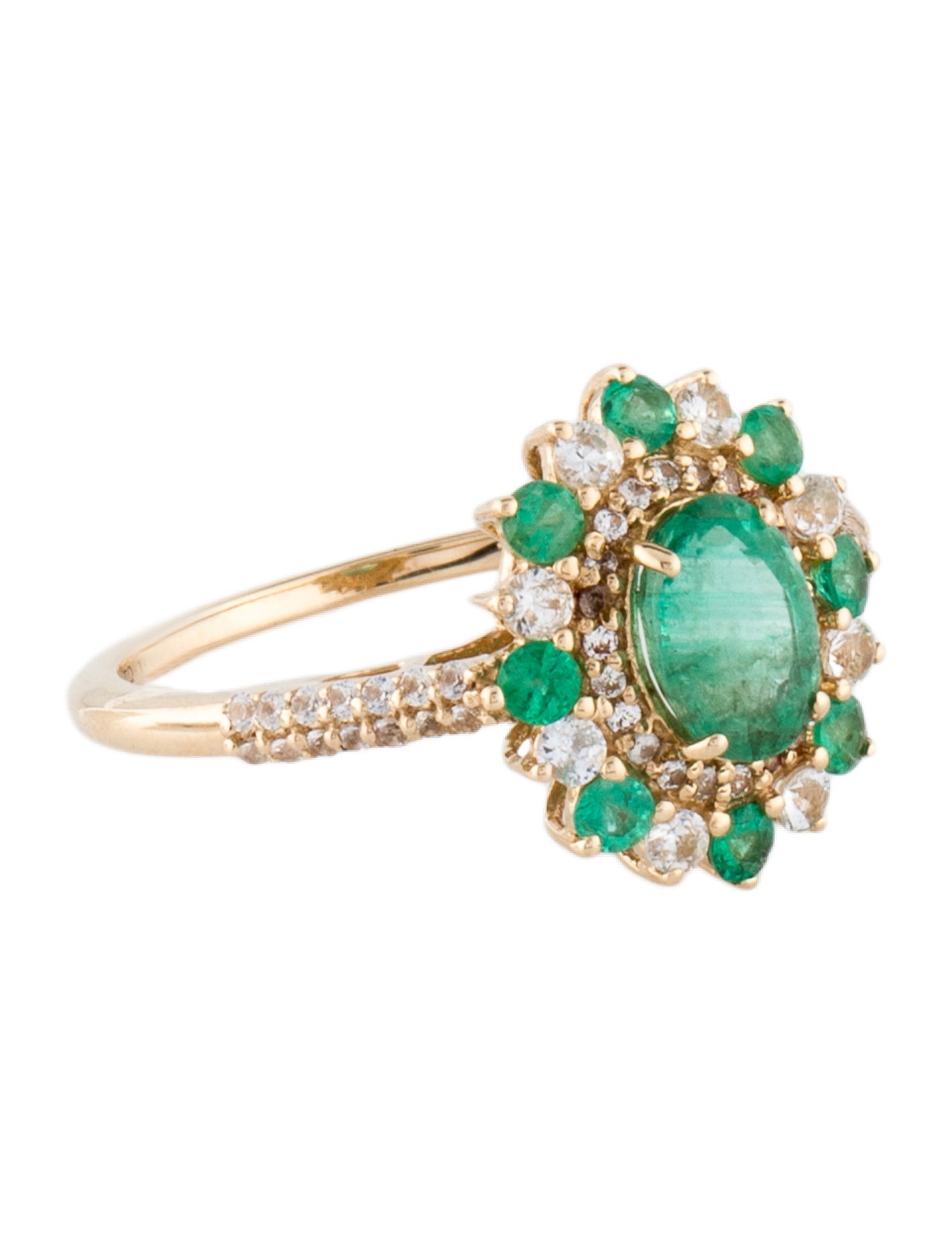 Ring 14K 1.01ctw Emerald & Sapphire Cocktail Ring
