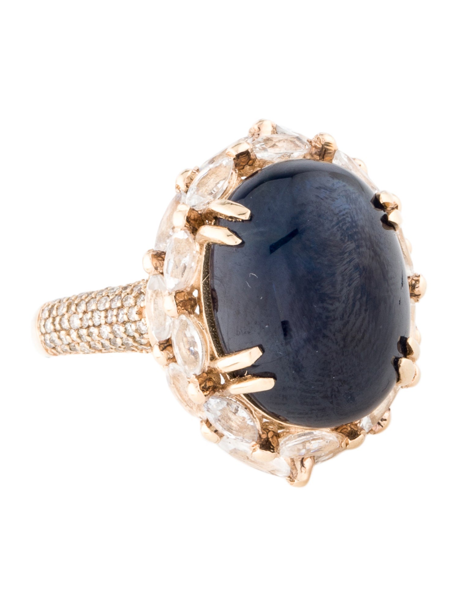 Ring 14K 14.54ct Sapphire & Diamond Cocktail Ring