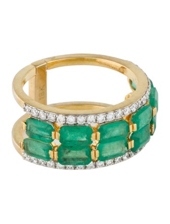 Ring 18K 3.04ctw Emerald & Diamond Connected Band