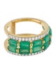 Ring 18K 3.04ctw Emerald & Diamond Connected Band