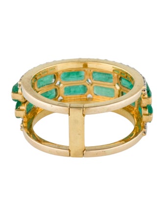 Ring 18K 3.04ctw Emerald & Diamond Connected Band