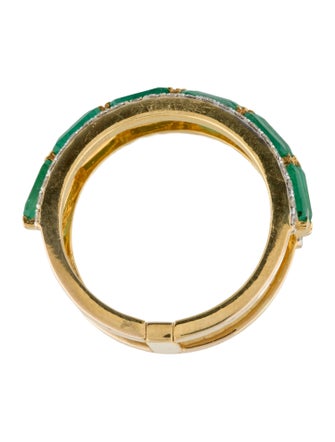 Ring 18K 3.04ctw Emerald & Diamond Connected Band