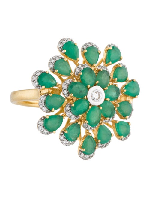 Ring 18K 3.21ctw Emerald & Diamond Cocktail Ring