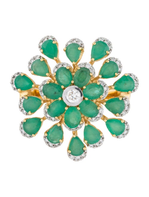 Ring 18K 3.21ctw Emerald & Diamond Cocktail Ring
