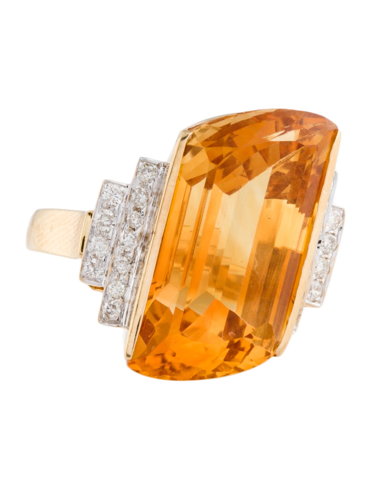 Ring 18K Citrine & Diamond Cocktail Ring