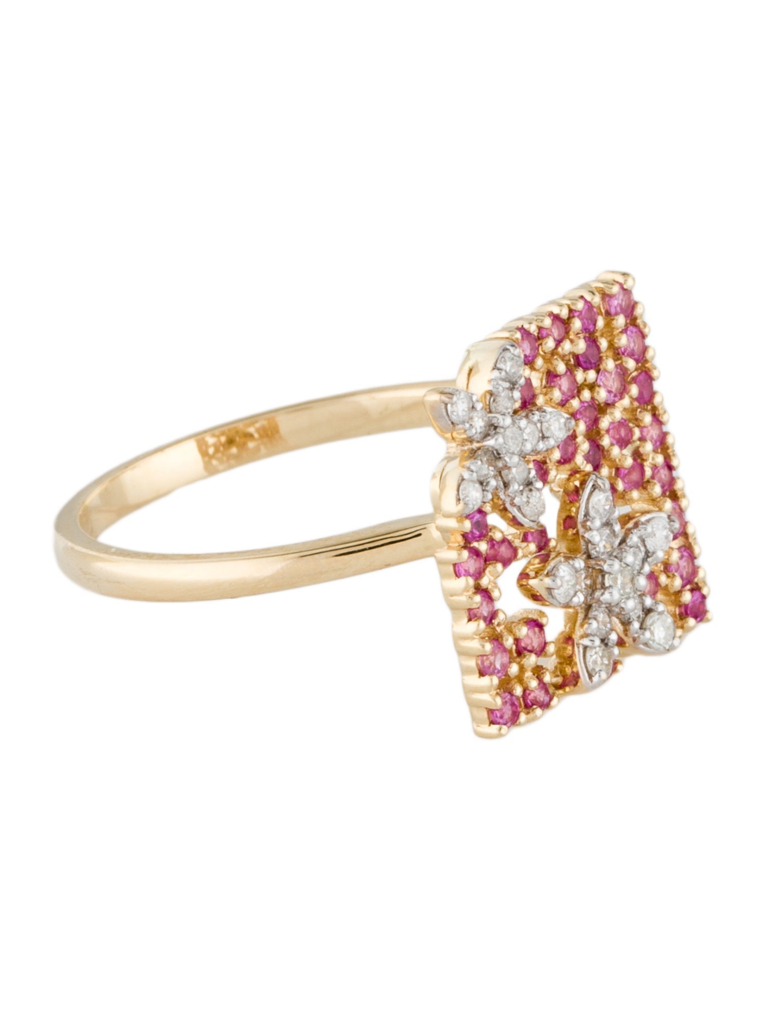 Ring 14K Ruby & Diamond Cocktail Ring