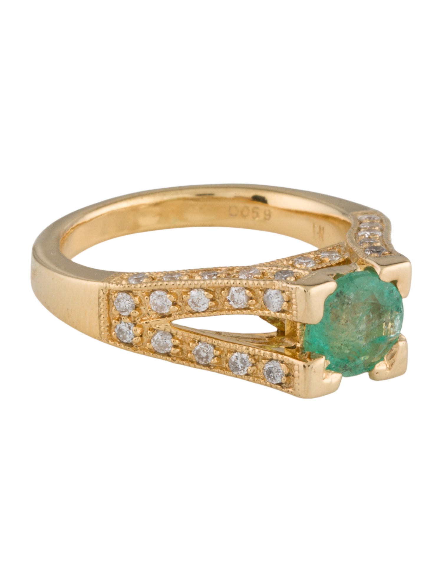 Ring 18K Emerald & Diamond Cocktail Ring