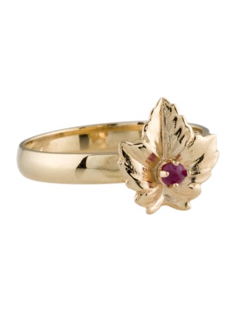 Ring 14K Ruby Leaf Cocktail Ring