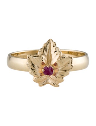 Ring 14K Ruby Leaf Cocktail Ring