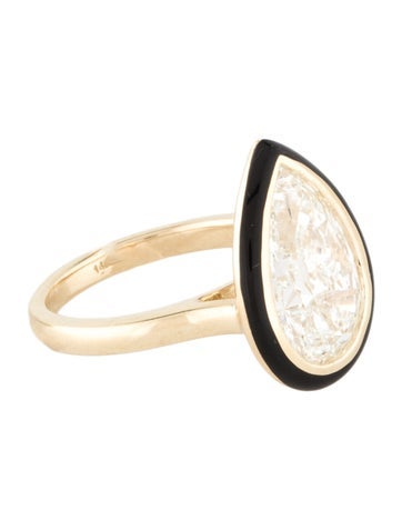 Ring Cocktail 14K 5.03ct Lab-Grown Diamond & Enamel 6.75