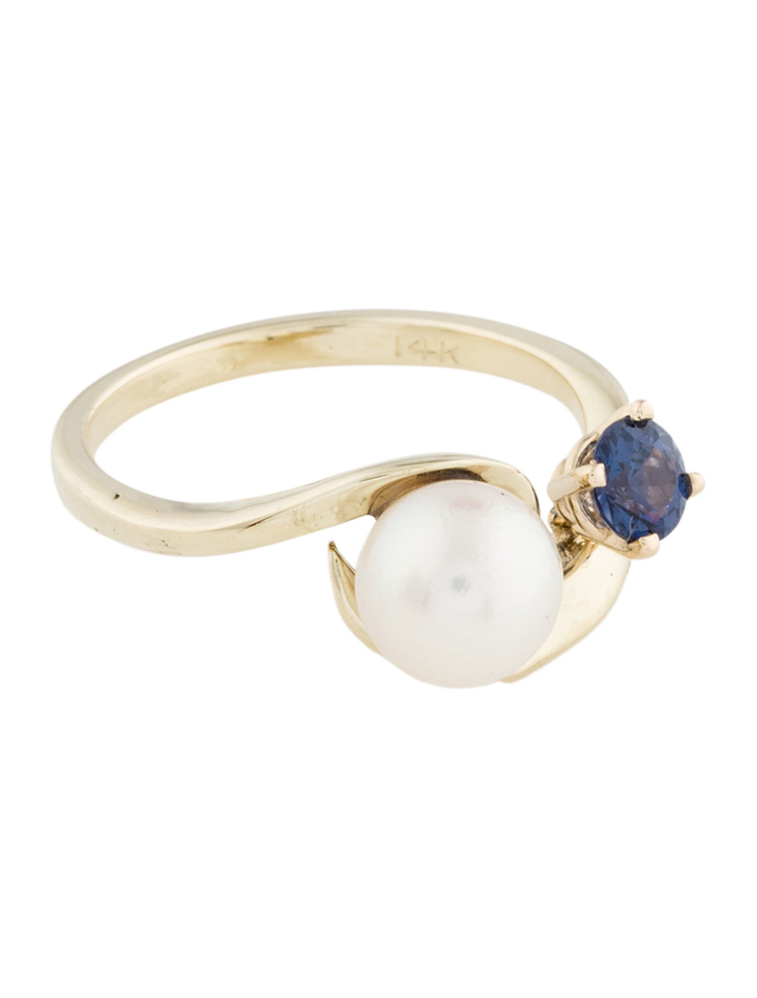 Ring 14K Pearl & Sapphire Cocktail Ring