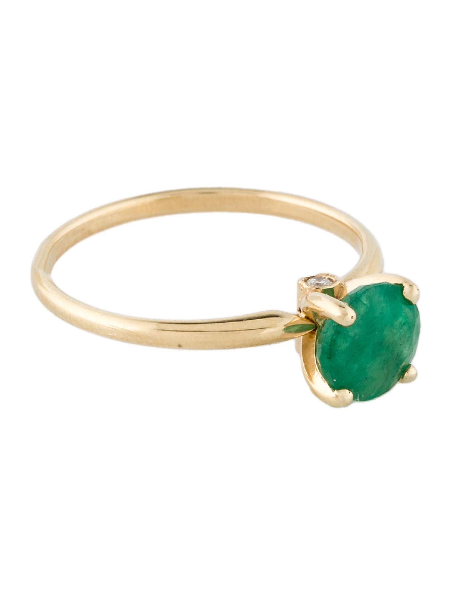 Ring 14K Emerald & Diamond Cocktail Ring