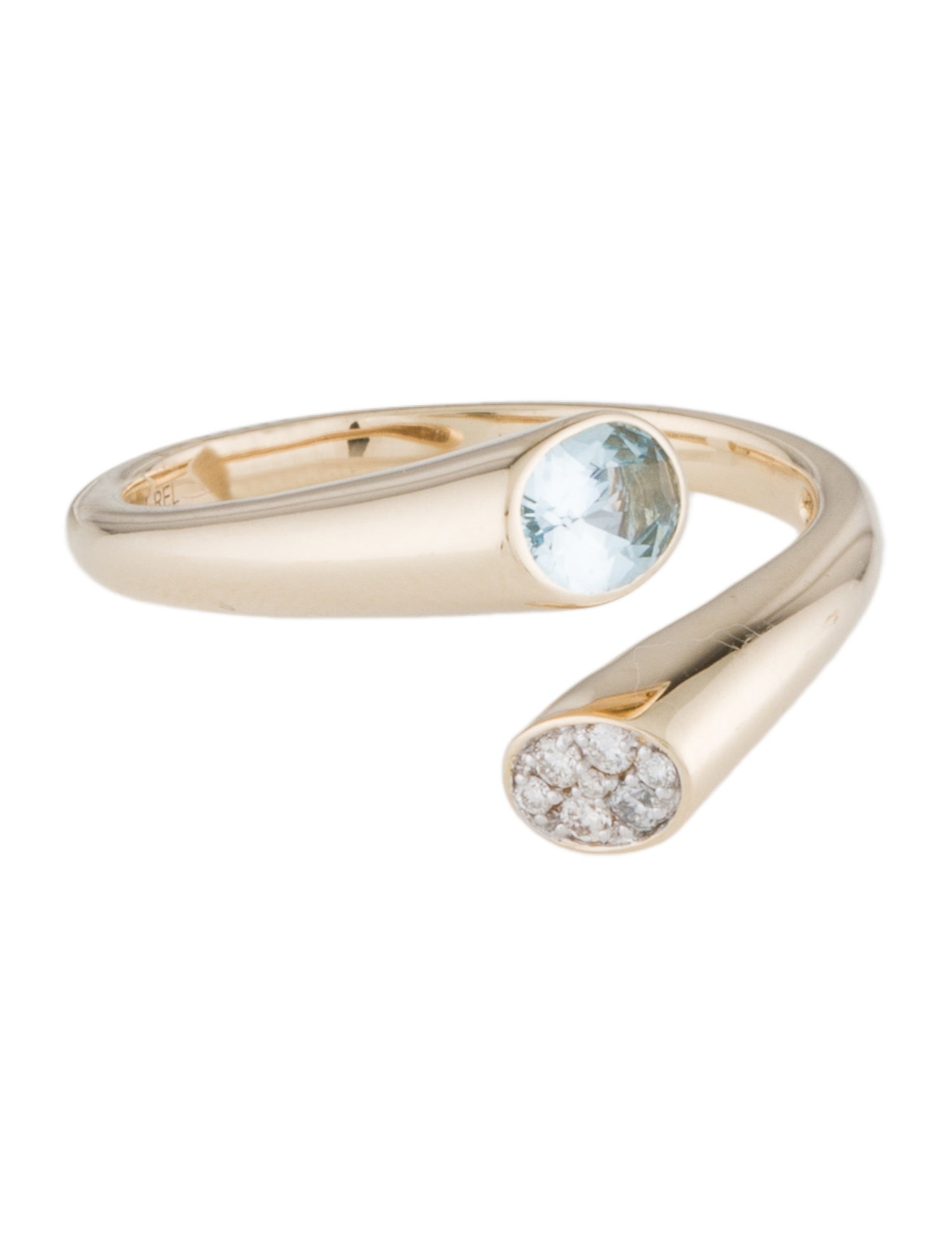 Ring 14K Topaz & Diamond Bypass Band Ring