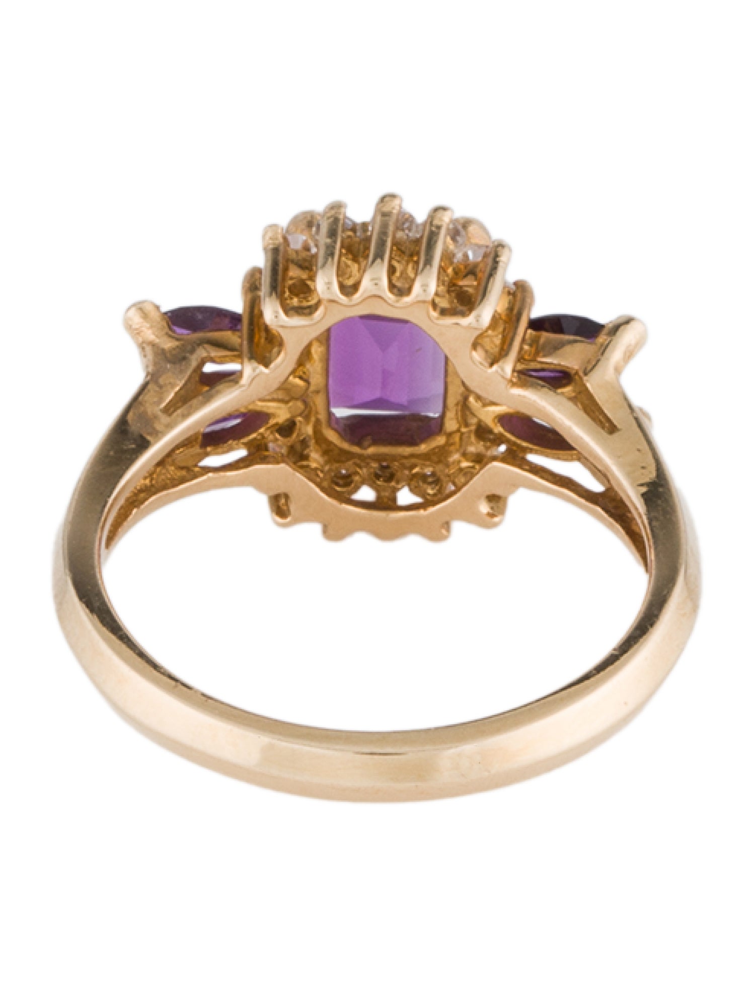 Ring 14K Amethyst & Diamond Cocktail Ring