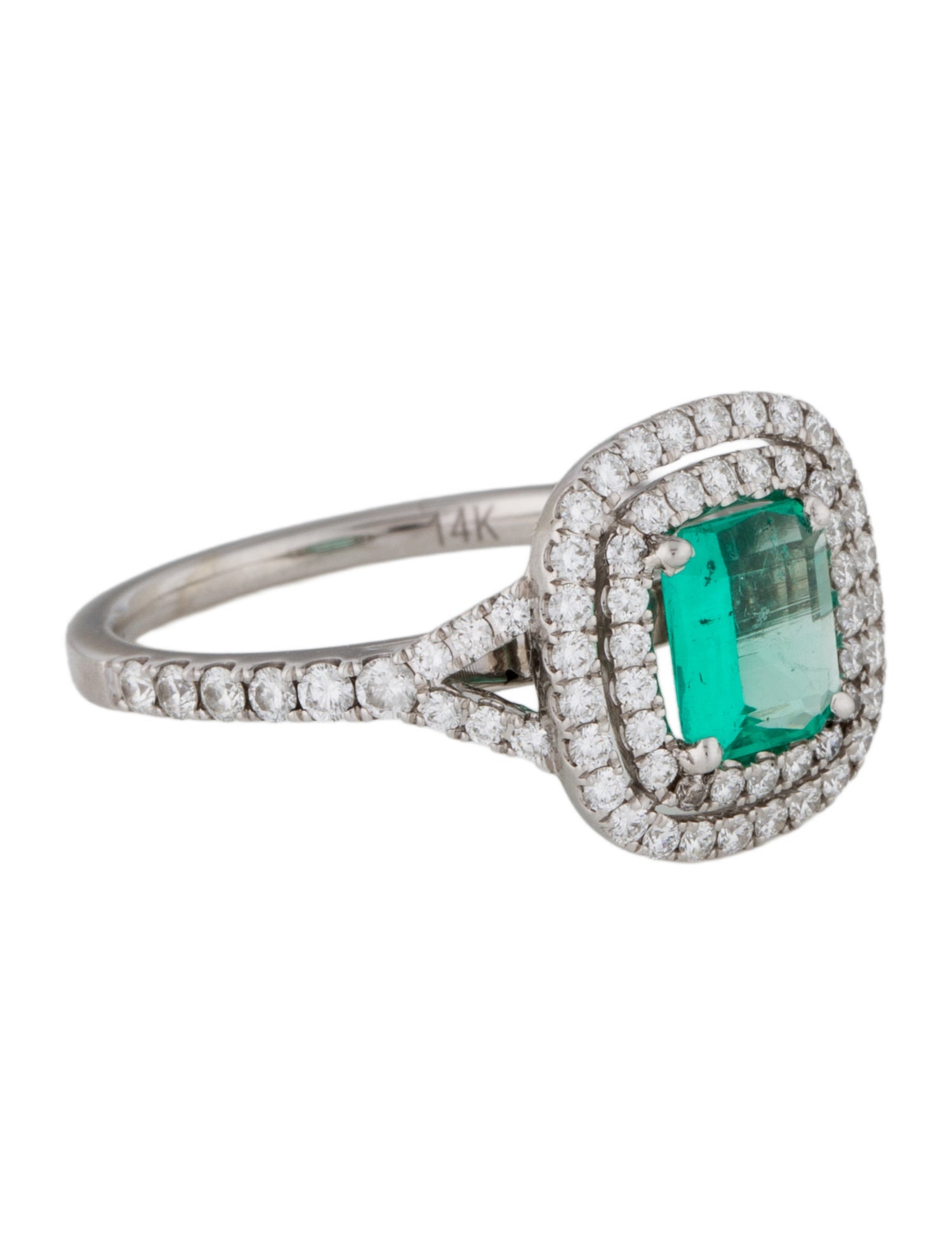 Ring 14K 1.00ct Colombian Emerald & Diamond Cocktail Ring