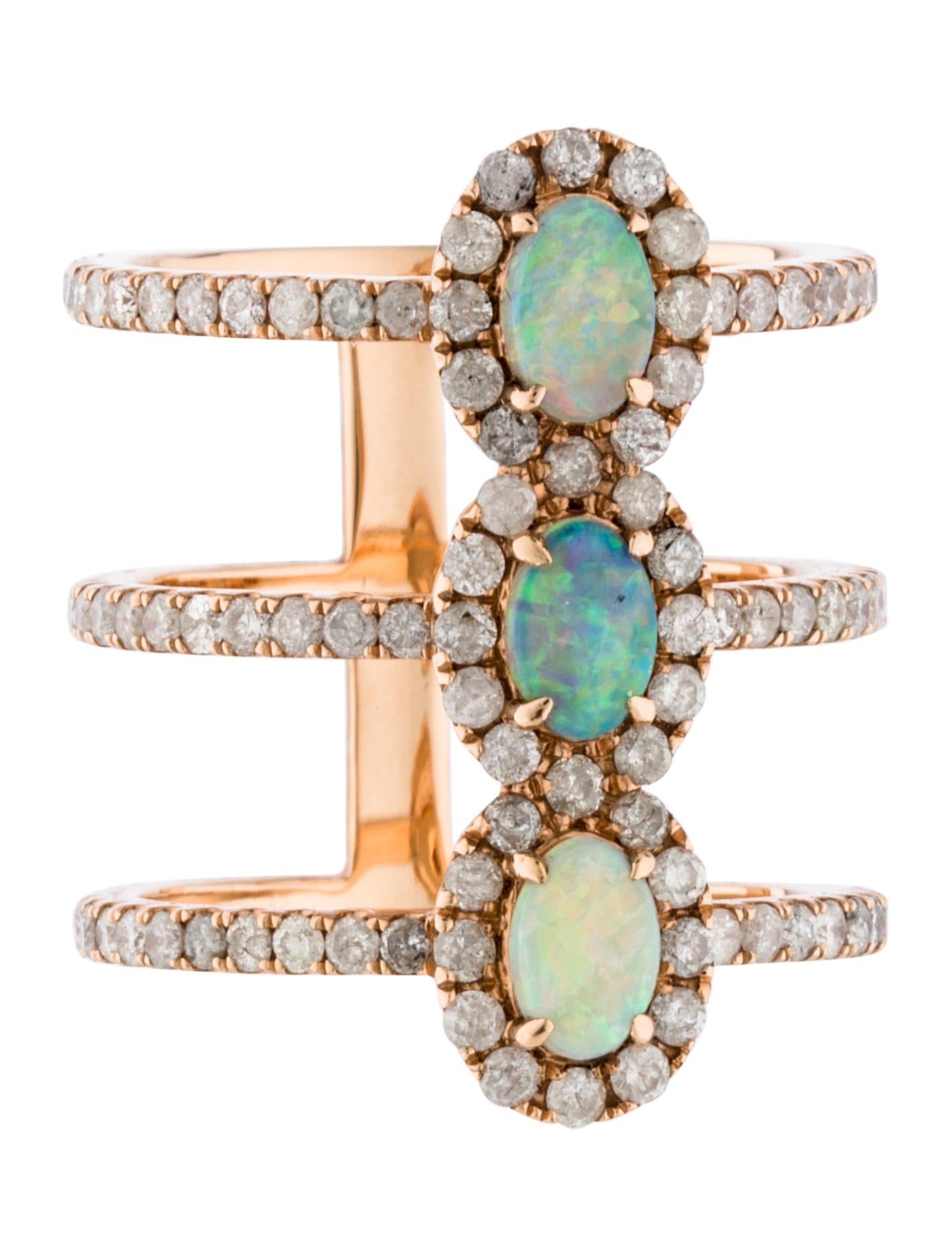Ring 18K Opal & Diamond Cocktail Ring