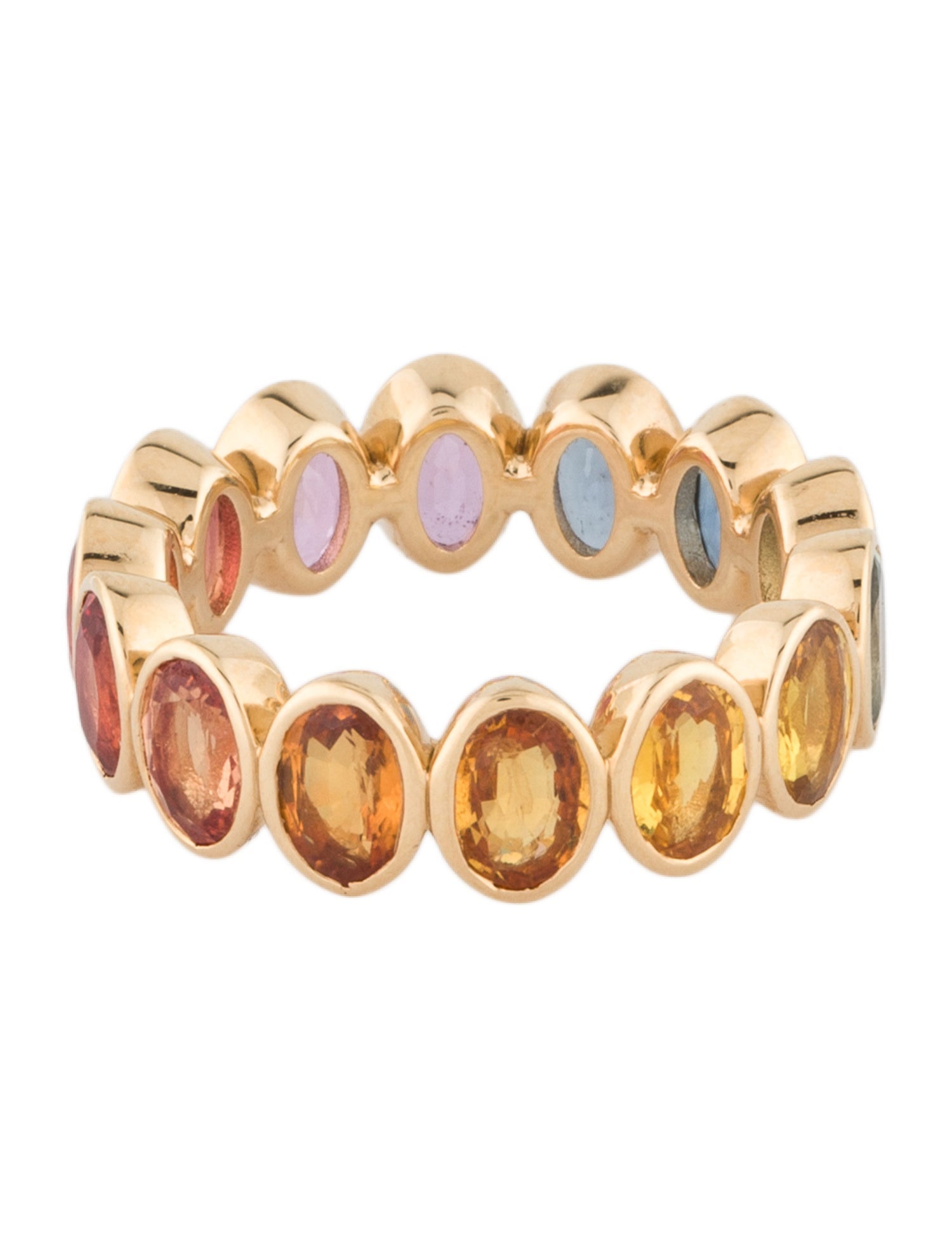 Ring 18K 6.58ctw Sapphire Rainbow Eternity Band