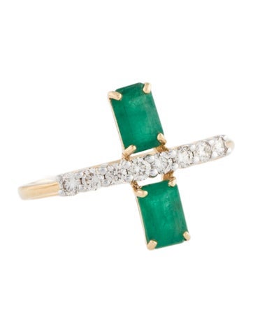 Ring Cocktail 18K Emerald & Diamond 7.5