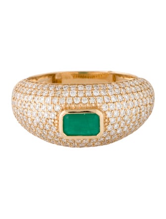 Ring 18K Emerald & Diamond Cocktail Ring