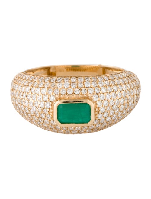 Ring 18K Emerald & Diamond Cocktail Ring