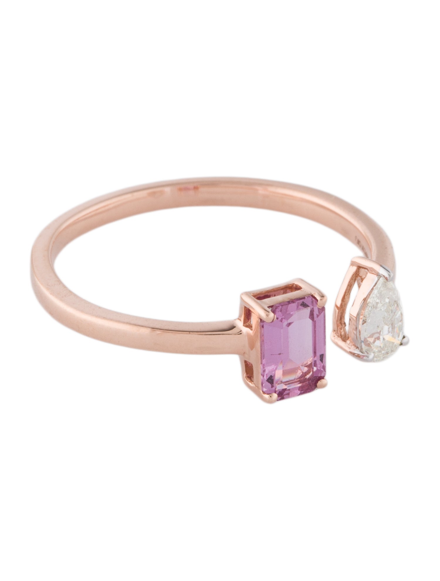 Ring 14K Diamond & Sapphire Toi et Moi Cocktail Ring