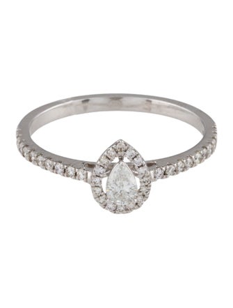 Ring 18K Diamond Halo Stackable Cocktail Ring