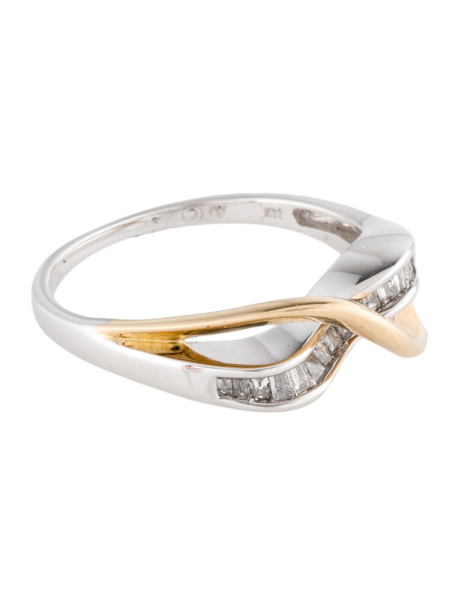 Ring 14K Diamond Wavy X Band