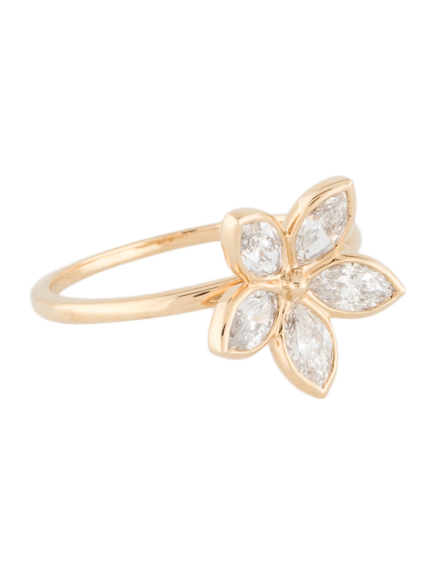 Ring 18K 1.14ctw Diamond Flower Cocktail Ring