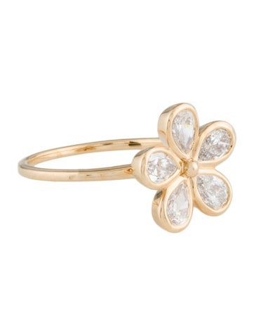 Ring Cocktail 18K 1.21ctw Diamond Floral 7
