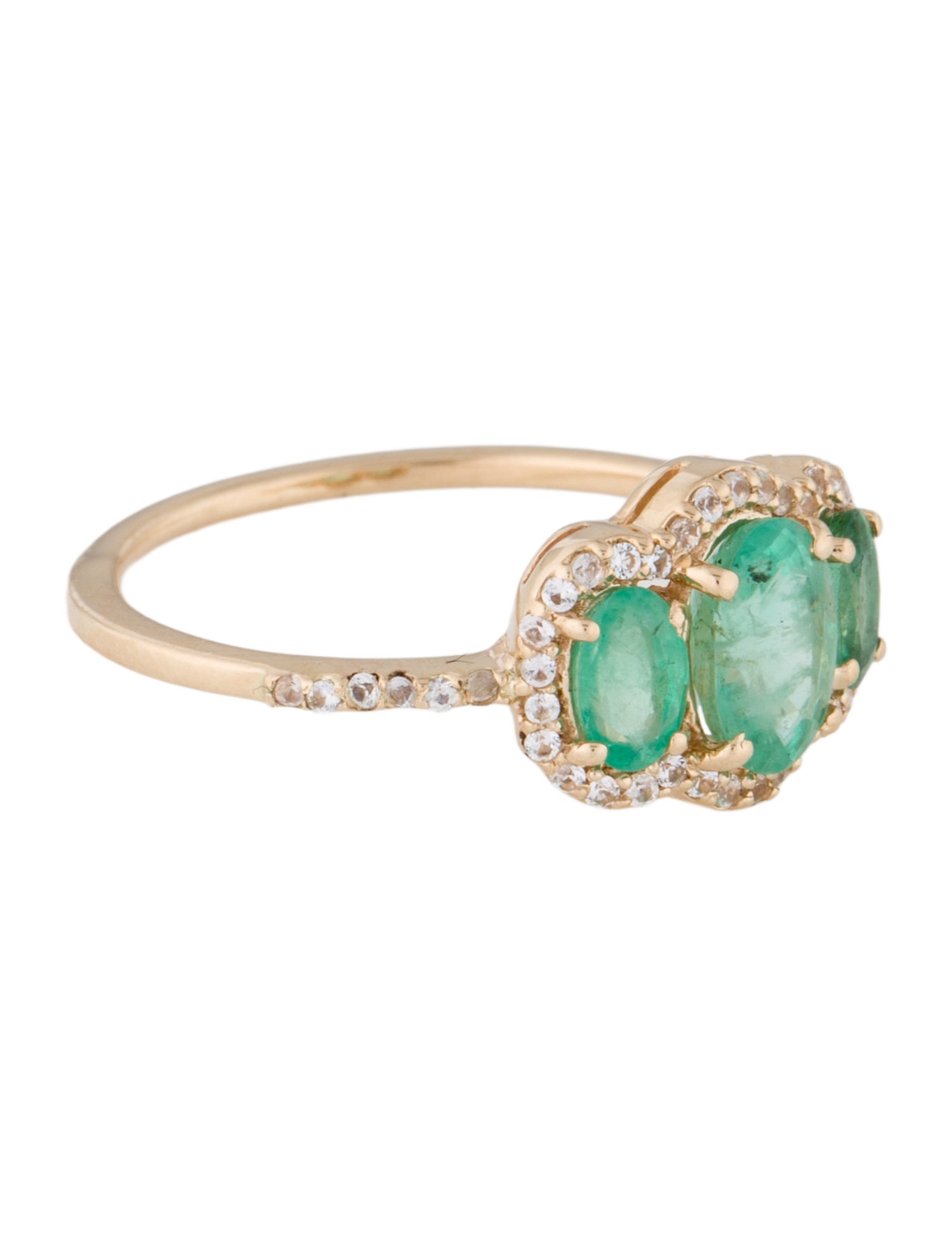 Ring 14K 1.15ctw Emerald & Sapphire 3-Stone Cocktail Ring