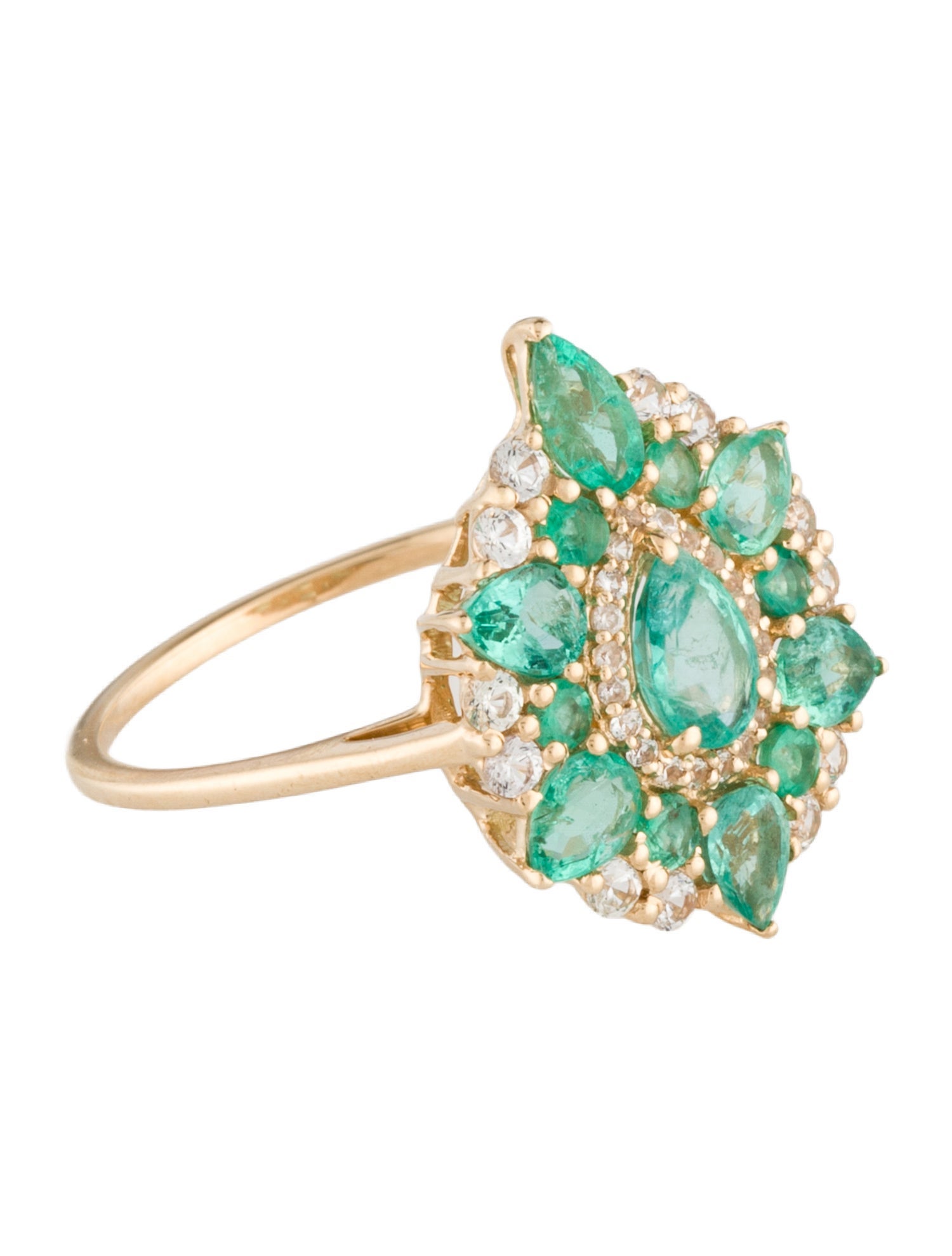 Ring 14K Emerald & Sapphire Cocktail Ring