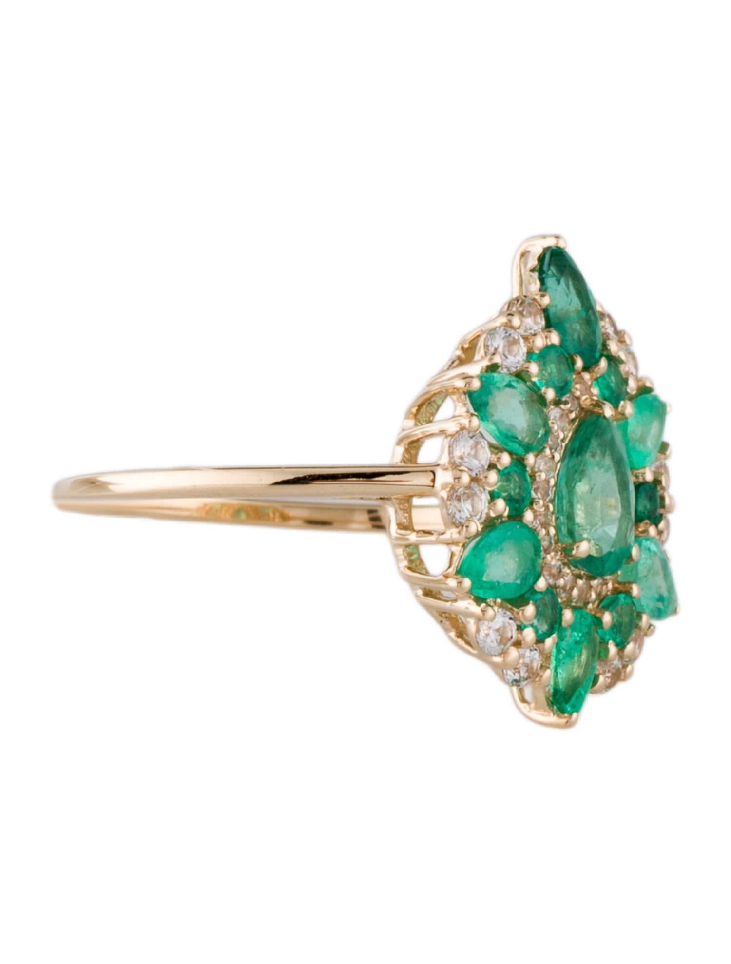 Ring 14K 1.19ctw Emerald & Sapphire Cocktail Ring