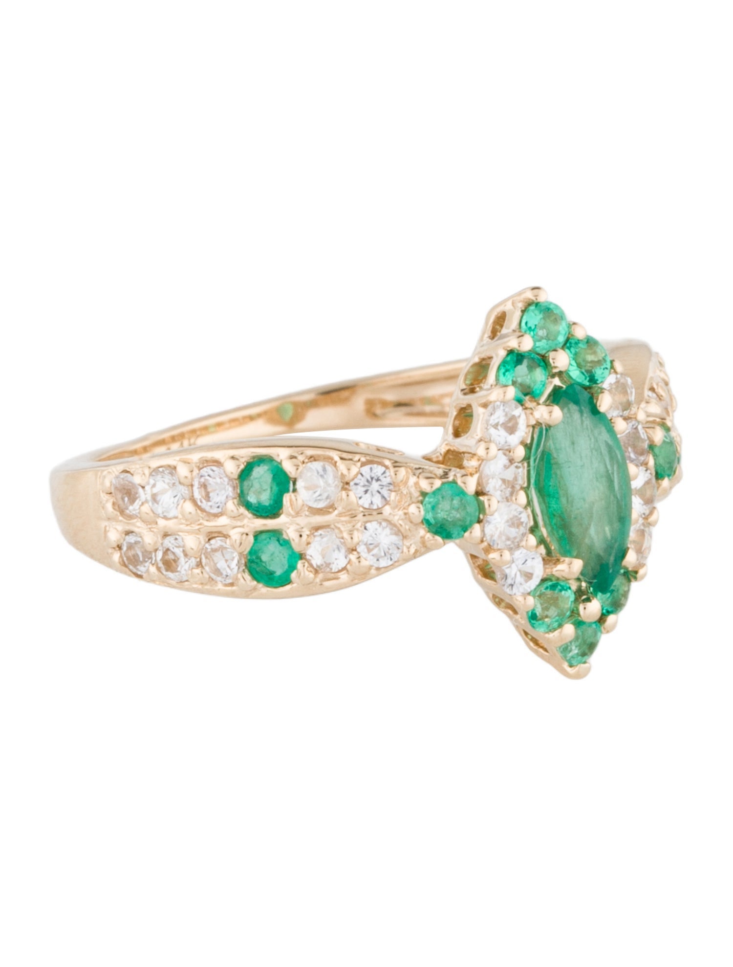 Ring 14K Emerald & Sapphire Cocktail Ring